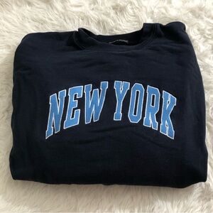 Brandy Melville embroidered New York sweatshirt. One size. Navy sweatshirt. Rare